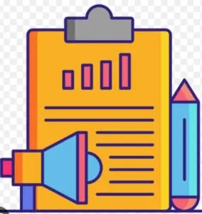 An image with a clipboard a pencil and a megaphone best digital marketing strategist in kerala